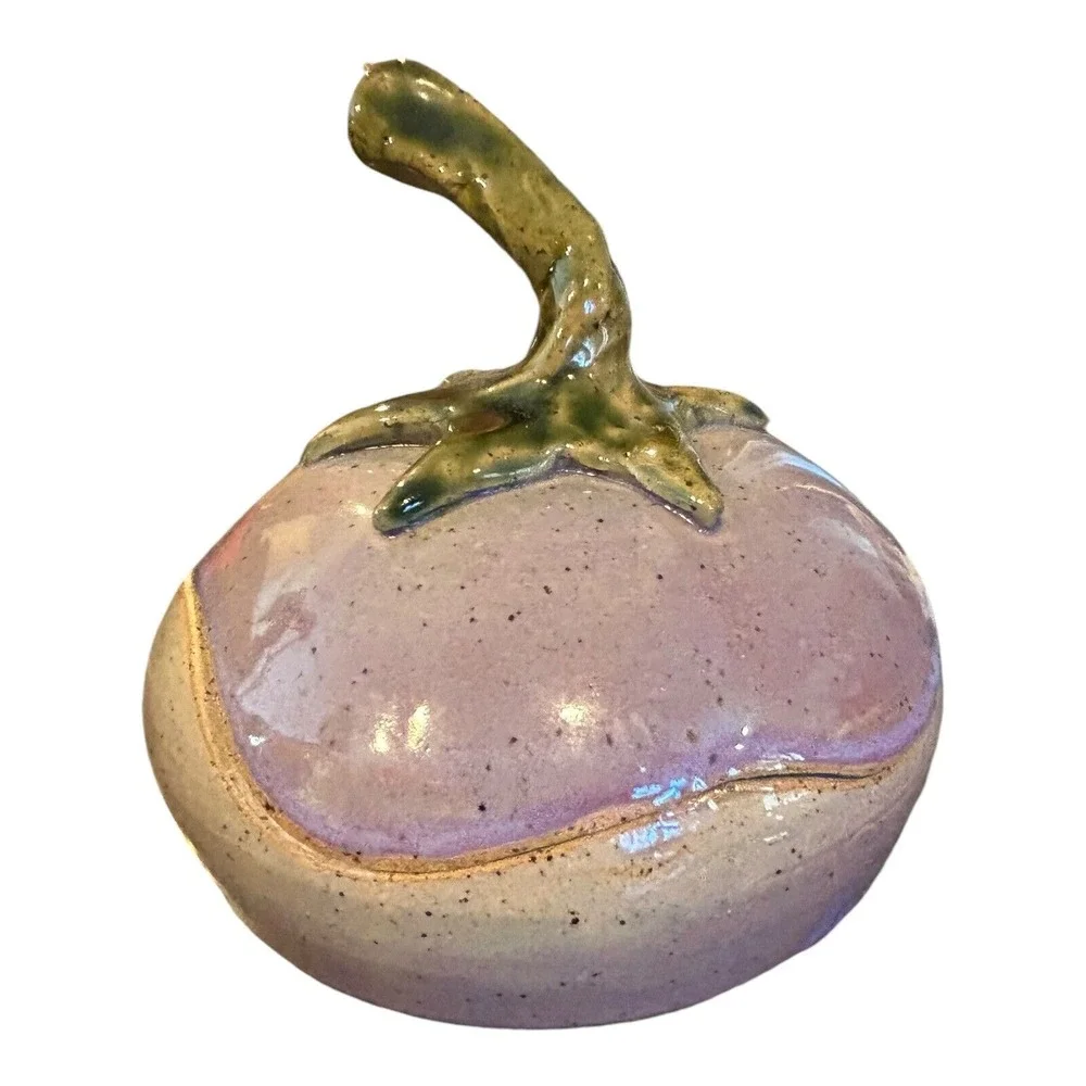 Pumpkin-Shaped Ceramic Lidded Jar